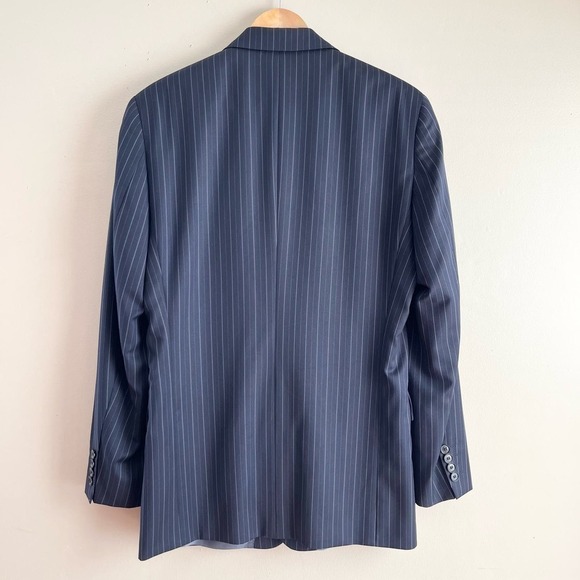 HUGO BOSS Bertolucci/Cinema Suit‎ Jacket Navy Blue Chalk Stripe Virgin Wool, 38R - Picture 8 of 13